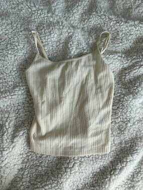 American Eagle Outfitters Cream Ribbed Spaghetti Strap Cami